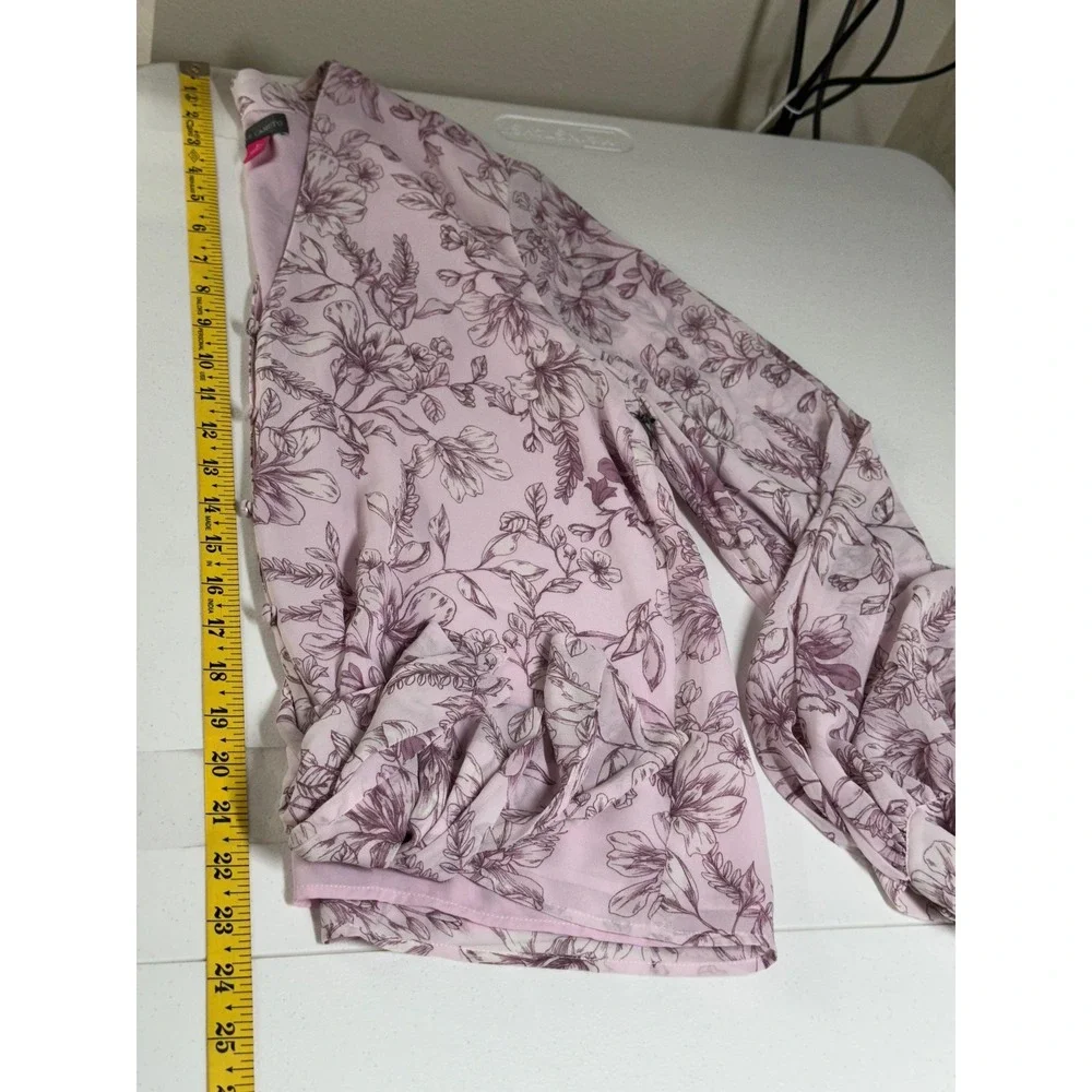 Vince Camuto Top Womens Small Ice Pink Floral Beauty Button Tie Front Spring NWT